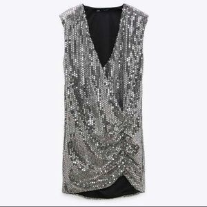 NWT ZARA DRAPED SEQUIN DRESS